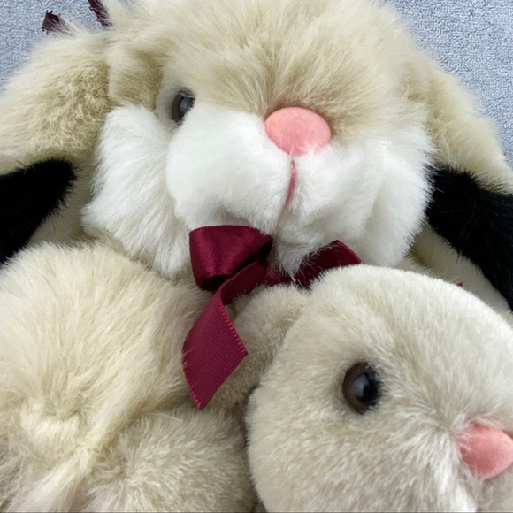 Aurora Bunny Rabbit and Baby Vintage Plush 1989 Solid Stuffed Teddy Bear Soft - Picture 7 of 14